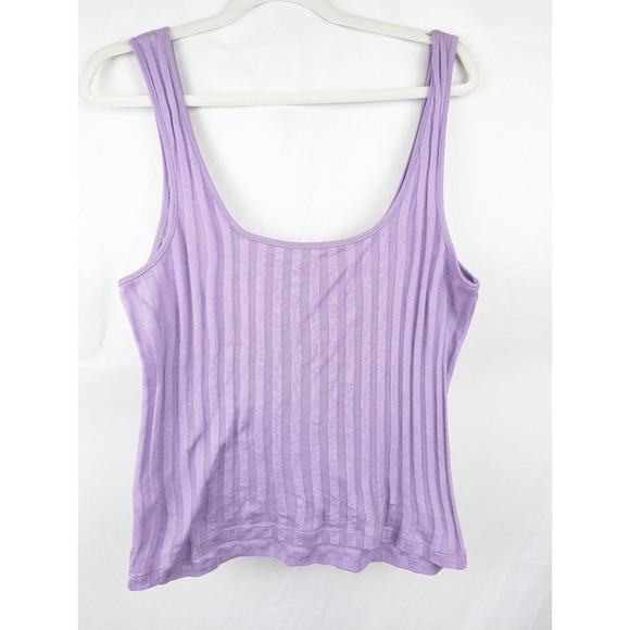 Vince 100% Cotton Ribbed Tank Top Lavender Purple L Sleeveless Layering Luxury - Picture 6 of 10
